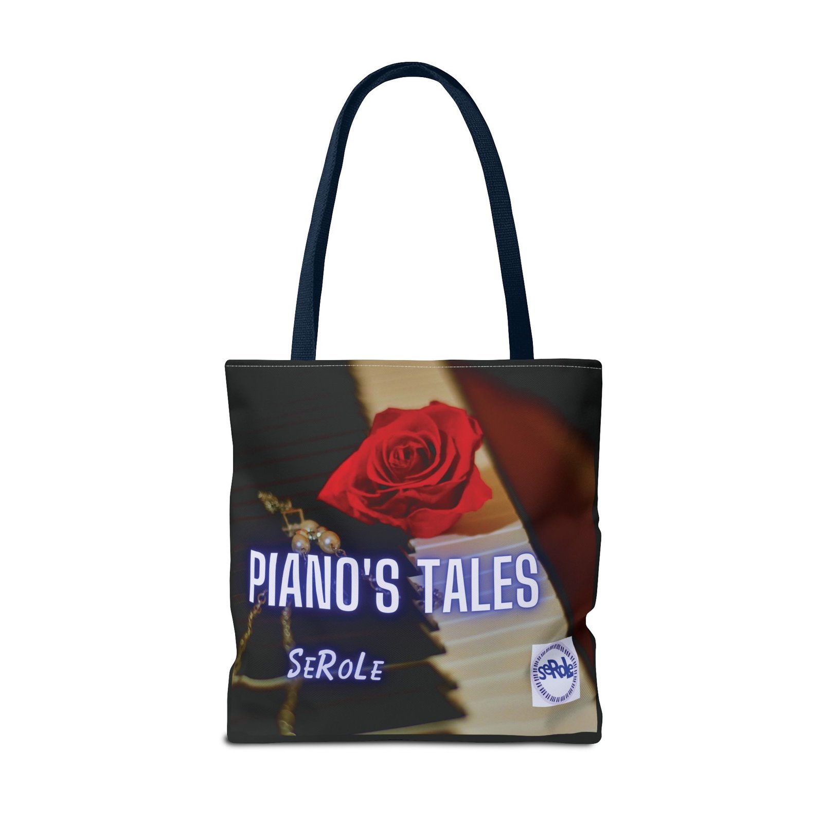 Piano's Tales Tote Bag - Elegant Music-Inspired Canvas Bag with Rose Design - Image 58