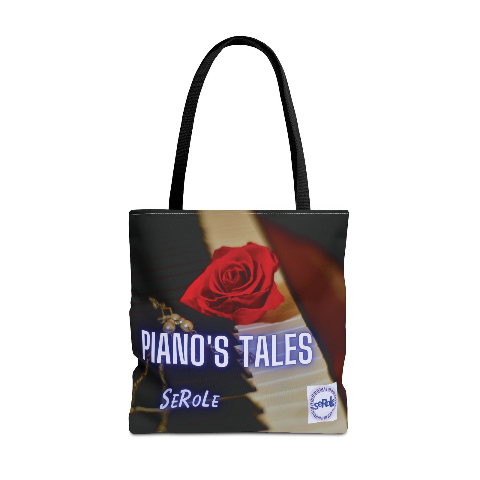 Piano's Tales Tote Bag - Elegant Music-Inspired Canvas Bag with Rose Design - Image 9