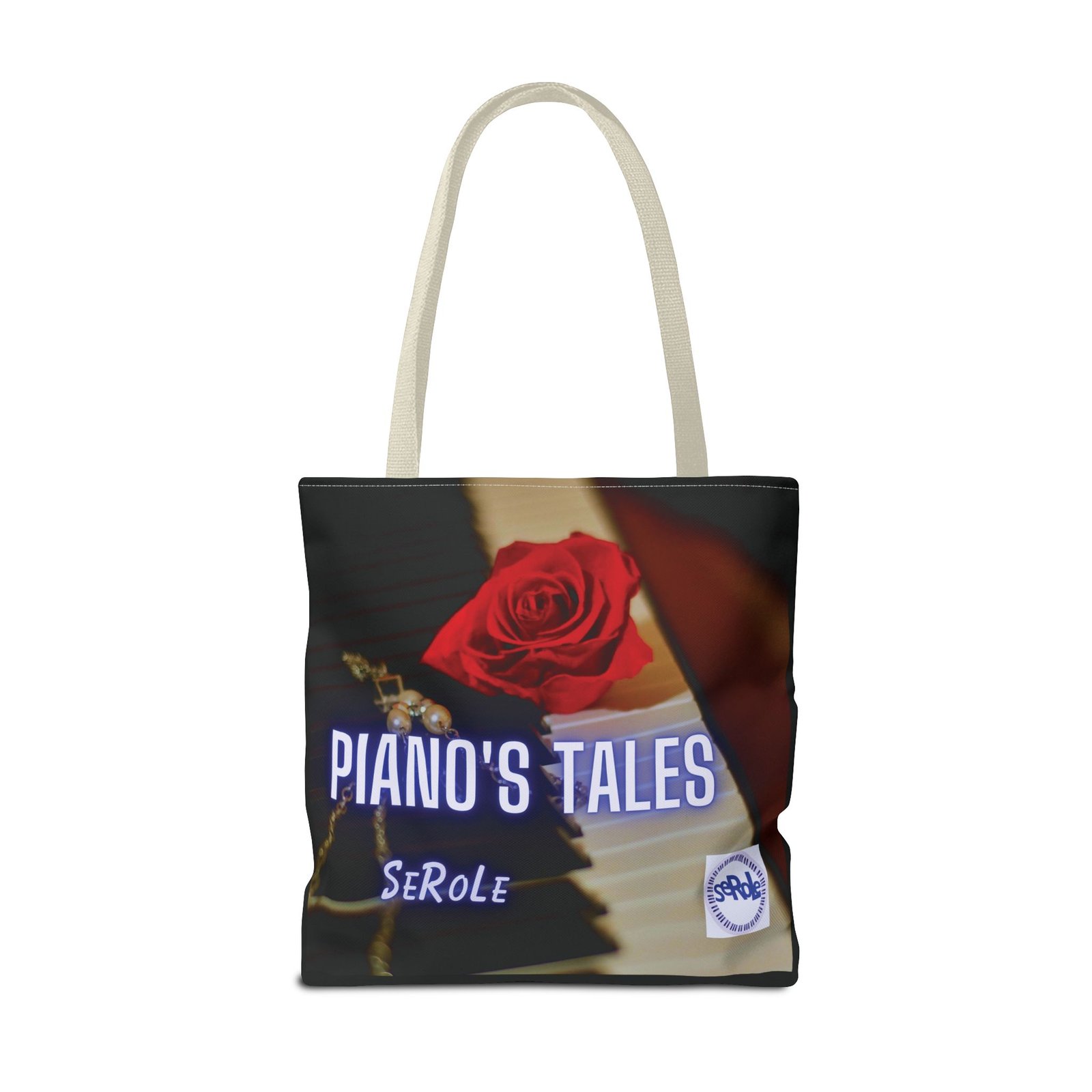 Piano's Tales Tote Bag - Elegant Music-Inspired Canvas Bag with Rose Design - Image 46