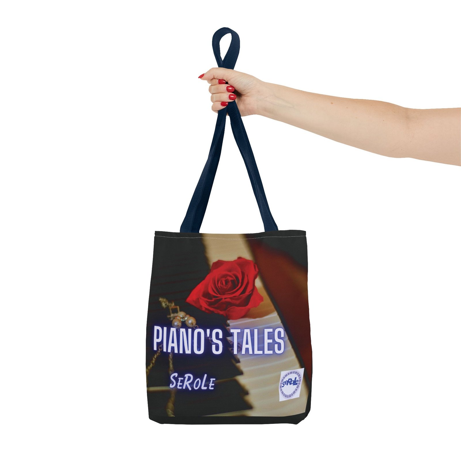 Piano's Tales Tote Bag - Elegant Music-Inspired Canvas Bag with Rose Design - Image 52