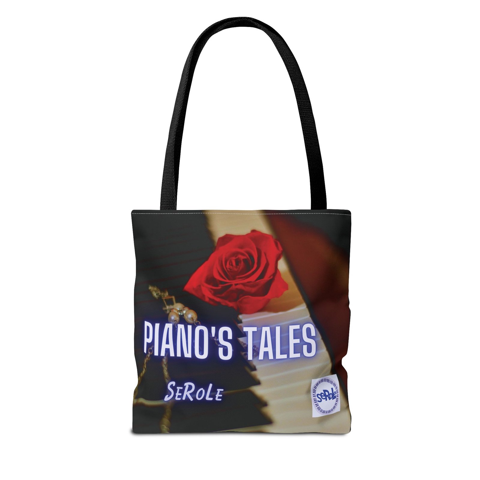 Piano's Tales Tote Bag - Elegant Music-Inspired Canvas Bag with Rose Design - Image 2
