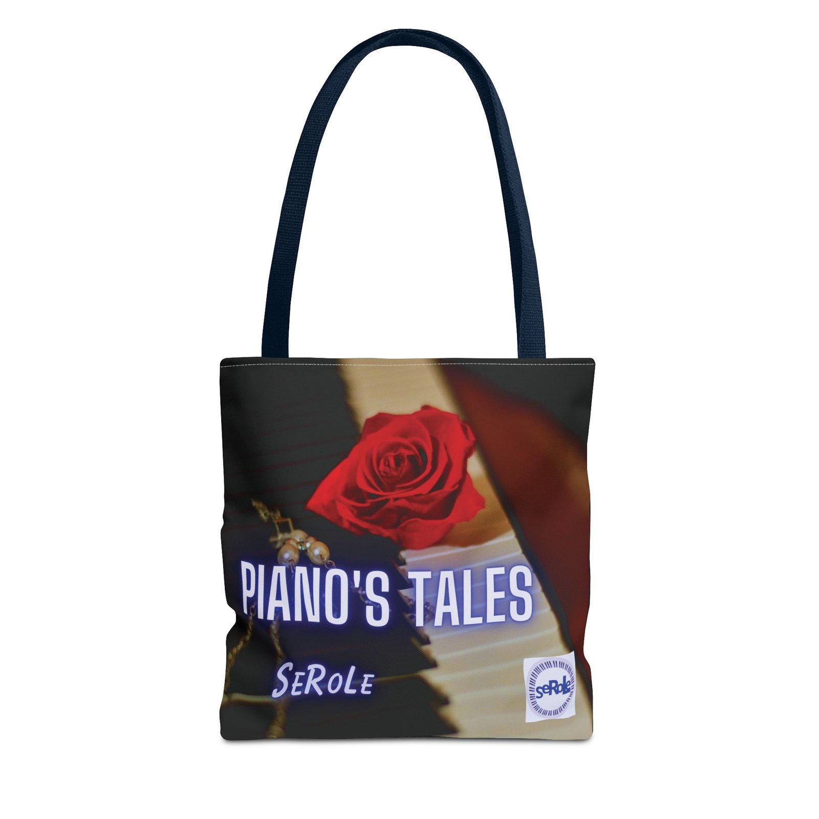 Piano's Tales Tote Bag - Elegant Music-Inspired Canvas Bag with Rose Design - Image 49