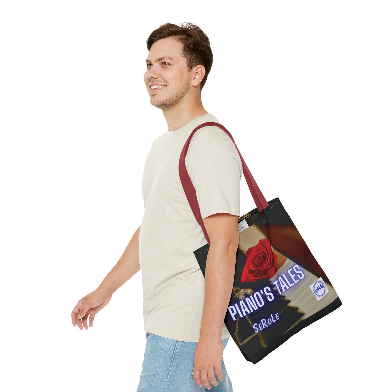 Piano's Tales Tote Bag - Elegant Music-Inspired Canvas Bag with Rose Design - Image 19