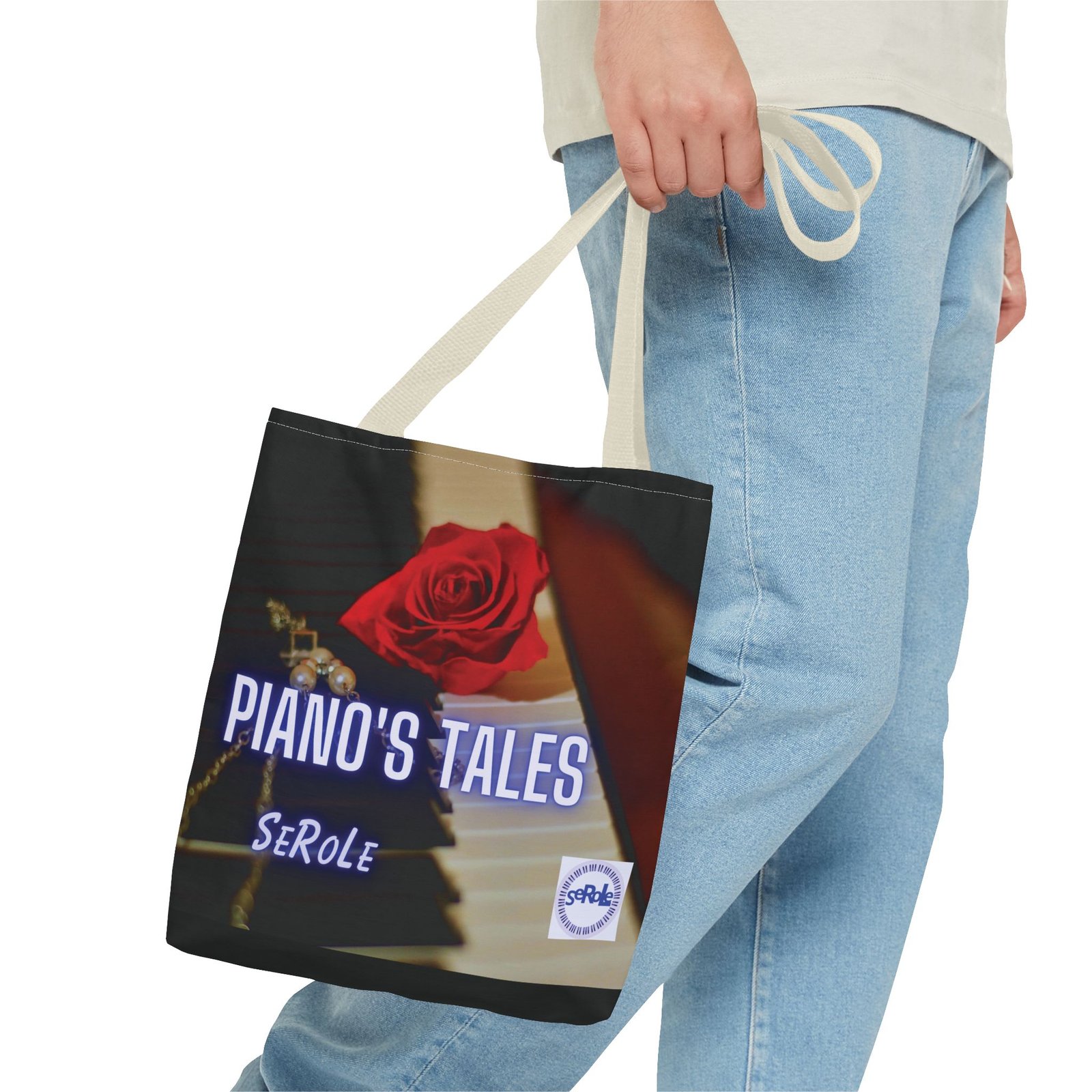 Piano's Tales Tote Bag - Elegant Music-Inspired Canvas Bag with Rose Design - Image 39