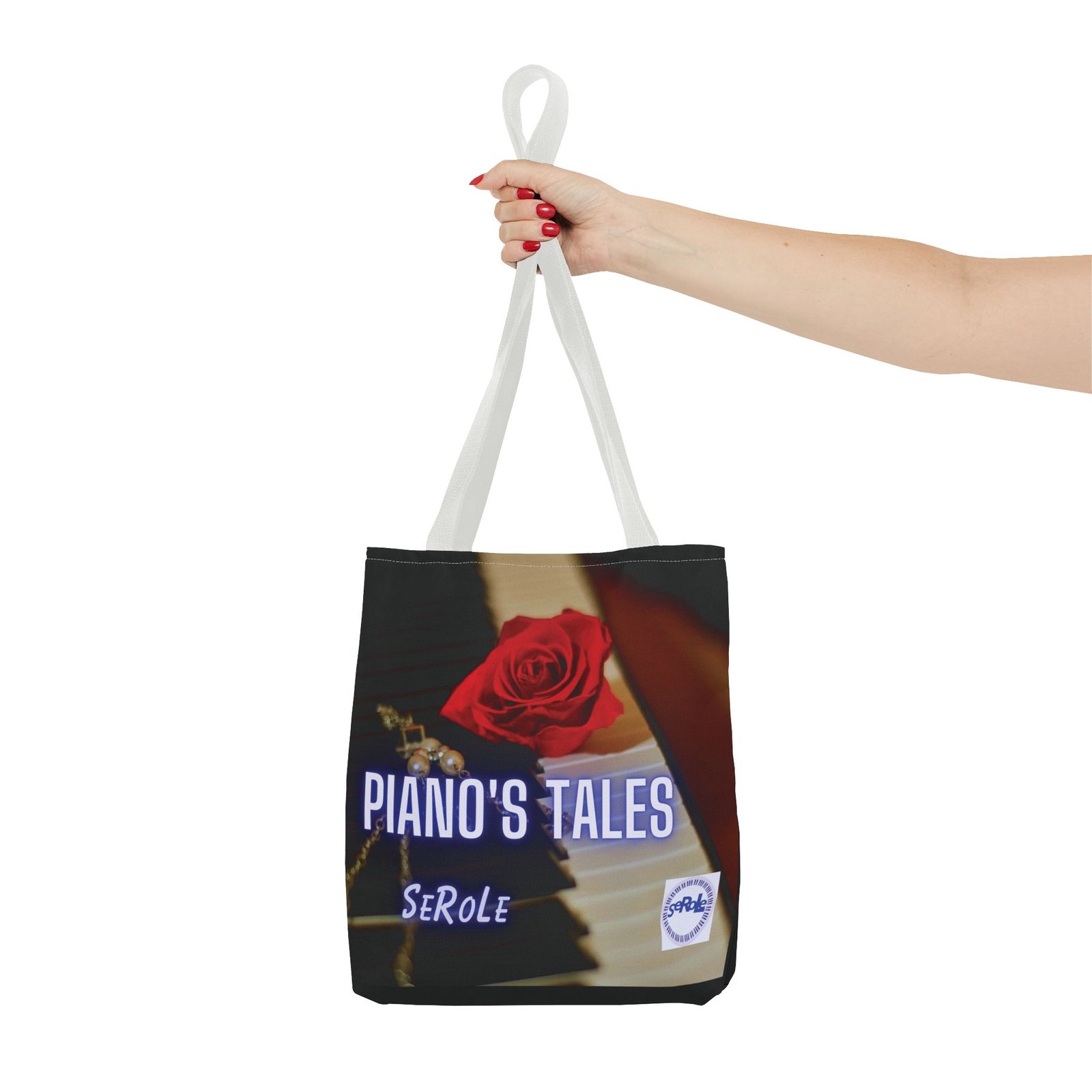 Piano's Tales Tote Bag - Elegant Music-Inspired Canvas Bag with Rose Design - Image 28