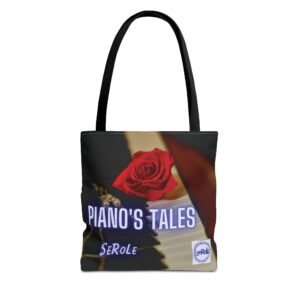 Piano's Tales Tote Bag - Elegant Music-Inspired Canvas Bag with Rose Design