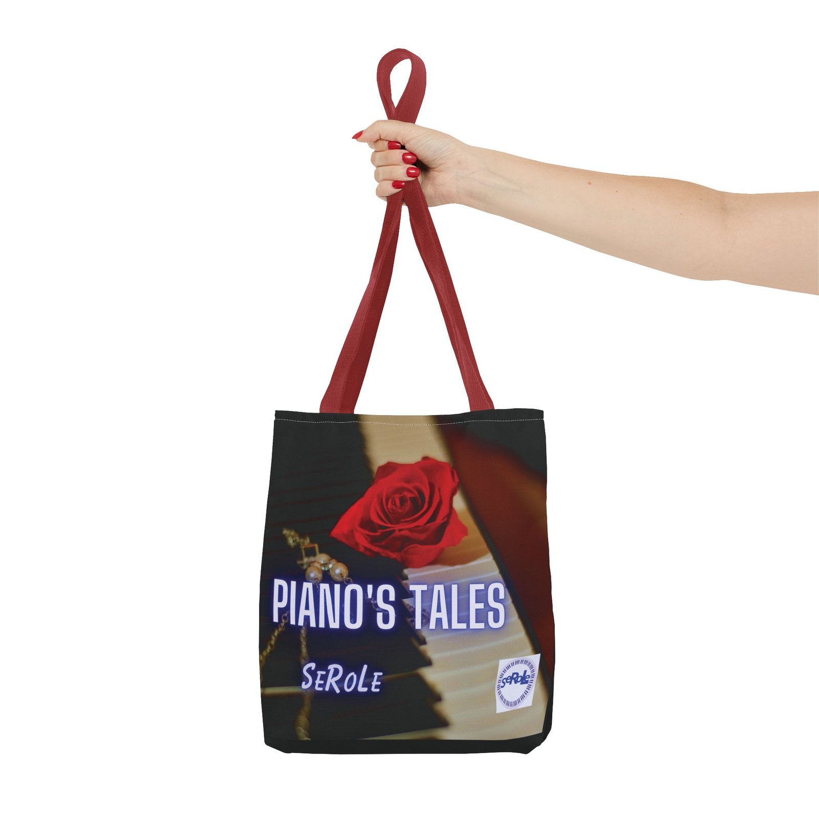 Piano's Tales Tote Bag - Elegant Music-Inspired Canvas Bag with Rose Design - Image 16