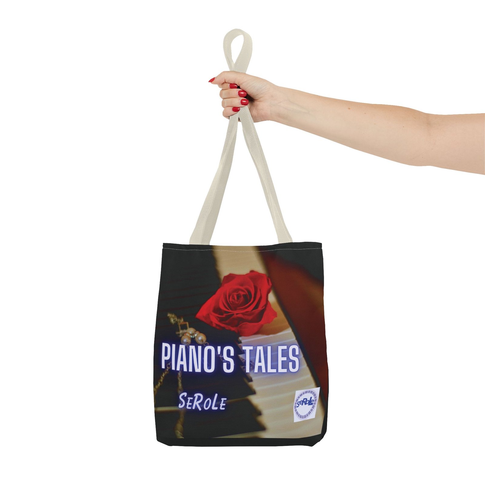 Piano's Tales Tote Bag - Elegant Music-Inspired Canvas Bag with Rose Design - Image 40