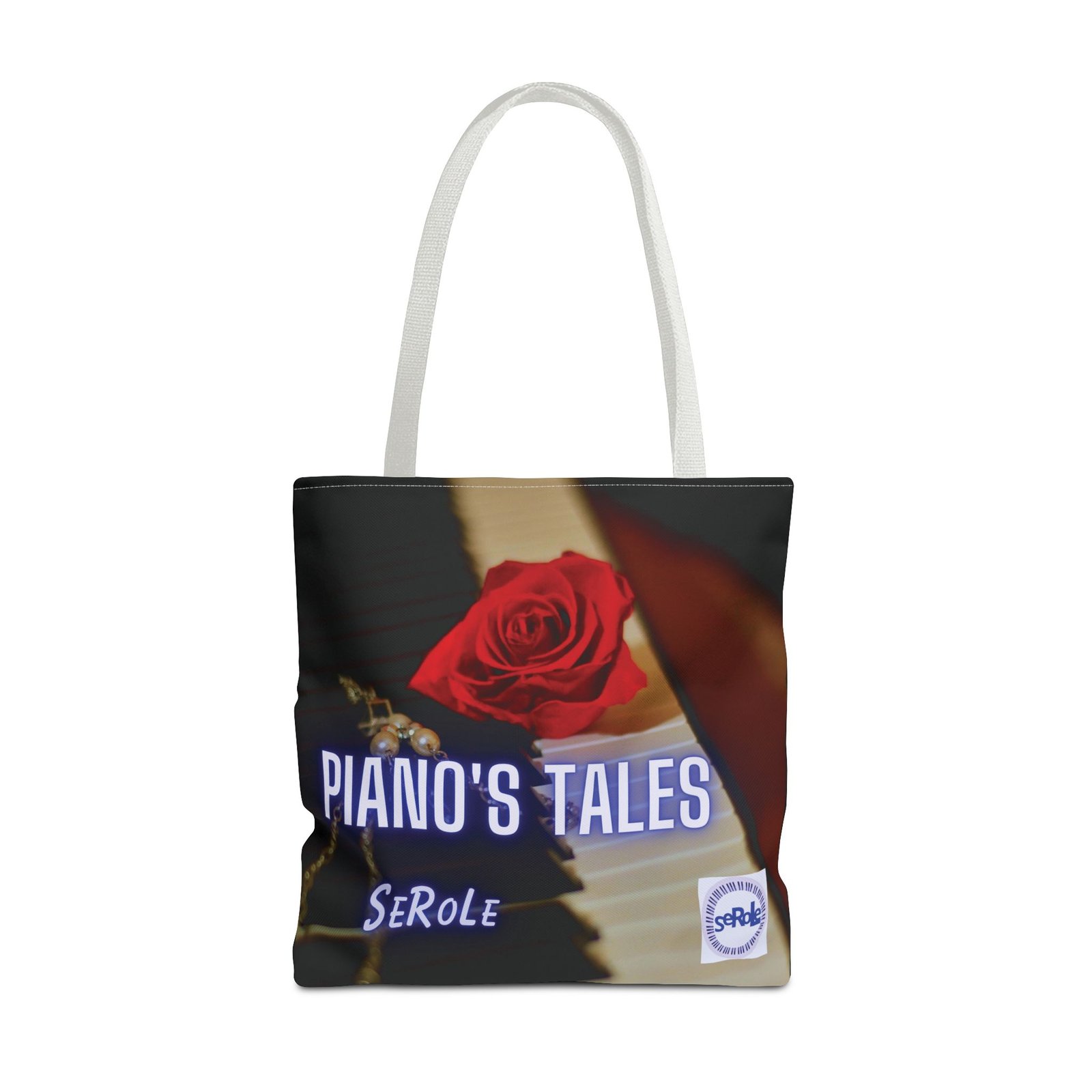 Piano's Tales Tote Bag - Elegant Music-Inspired Canvas Bag with Rose Design - Image 33